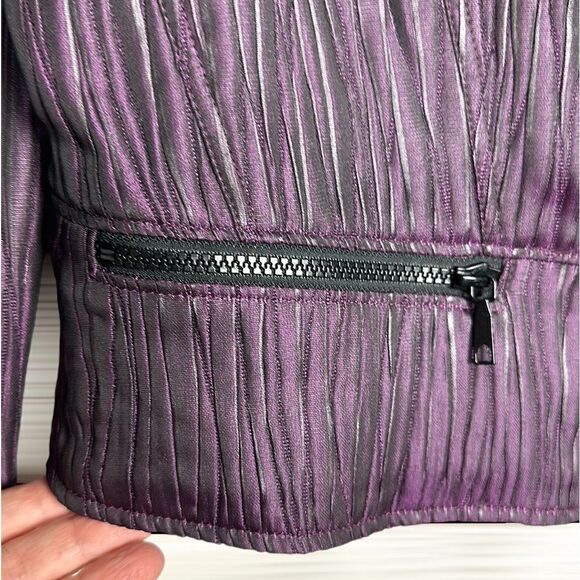 Lafayette 148 Lightweight Purple Textured Short Jacket Blazer Full Zip Front 2 - Picture 7 of 11